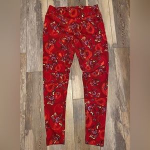 Red Floral Tall & Curvy LuLaRoe Leggings